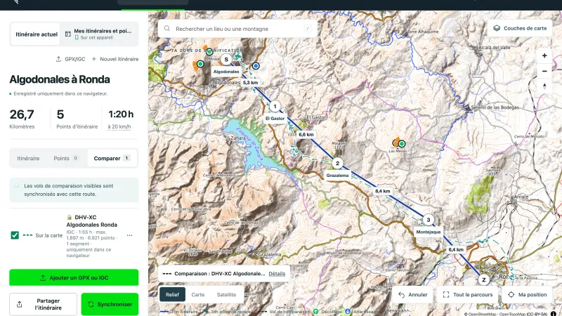 Nouveau dans le planificateur web : vols de comparaison, triangles FAI et synchronisation